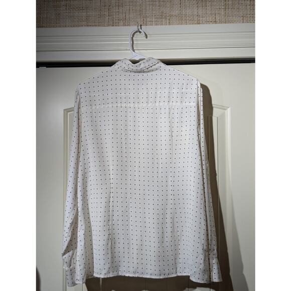 Banana Republic Cream Dot 2 Chest Pocket Epaulet Button Up Blouse Womens Sz XL - Picture 9 of 10